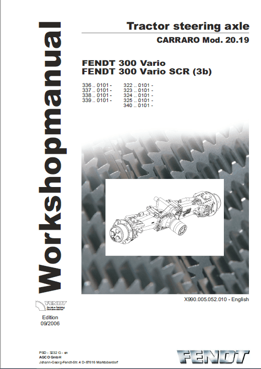 Fendt 309, 310, 311, 312 Vario COM III Tractors Repair Workshop Manual Workshop Guide