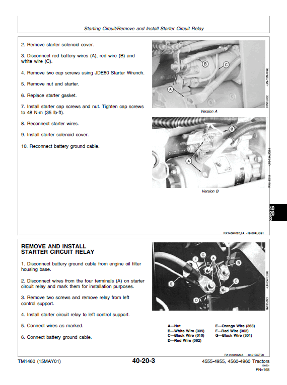 John Deere 4555, 4755, 4955 Tractors Repair Technical Manual Workshop Guide
