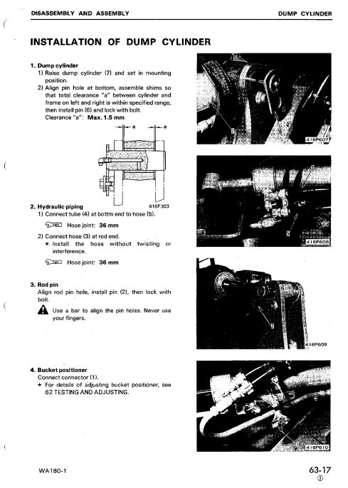 Komatsu WA180-1 Wheel Loader Service Manual Workshop Guide