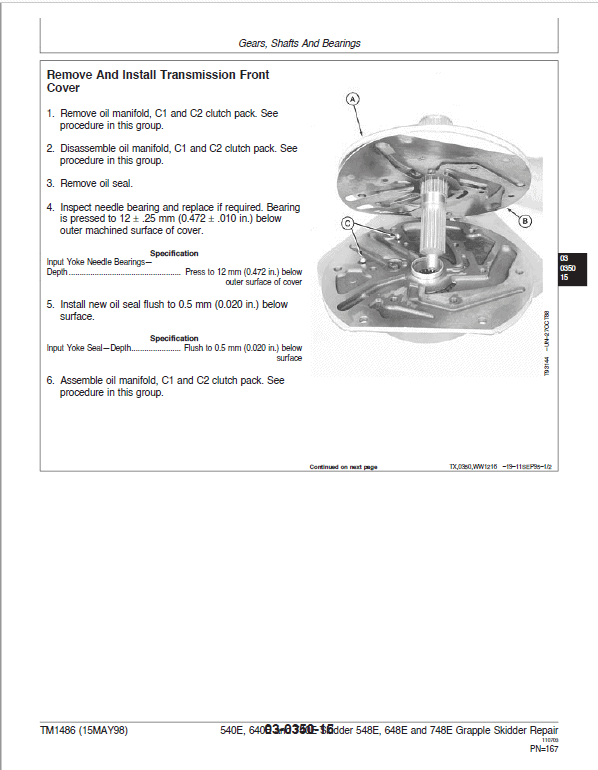 John Deere 540E, 640E, 740E Skidder Repair Technical Manual Workshop Guide