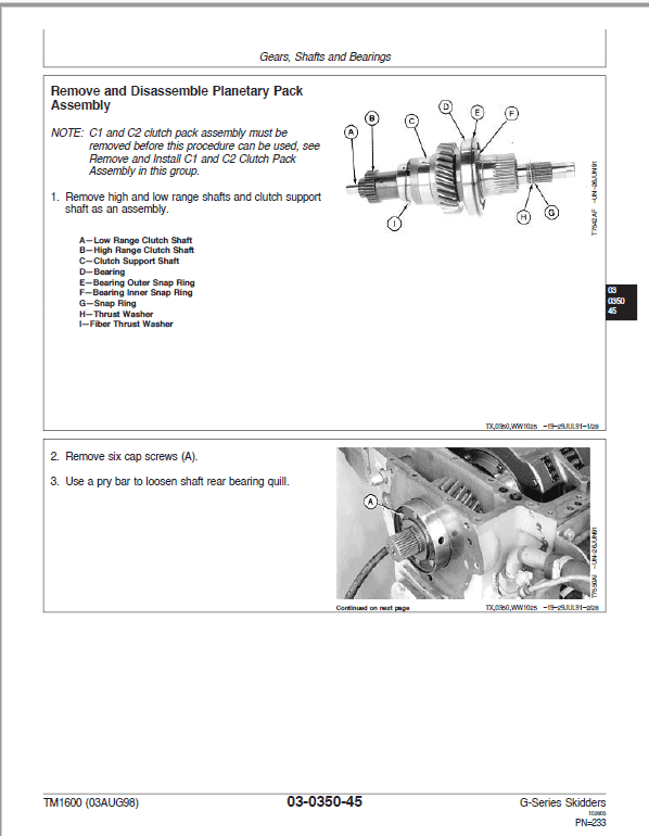 John Deere 540G, 640G, 740G Skiders Repair Manual (S.N before 565684) Workshop Guide