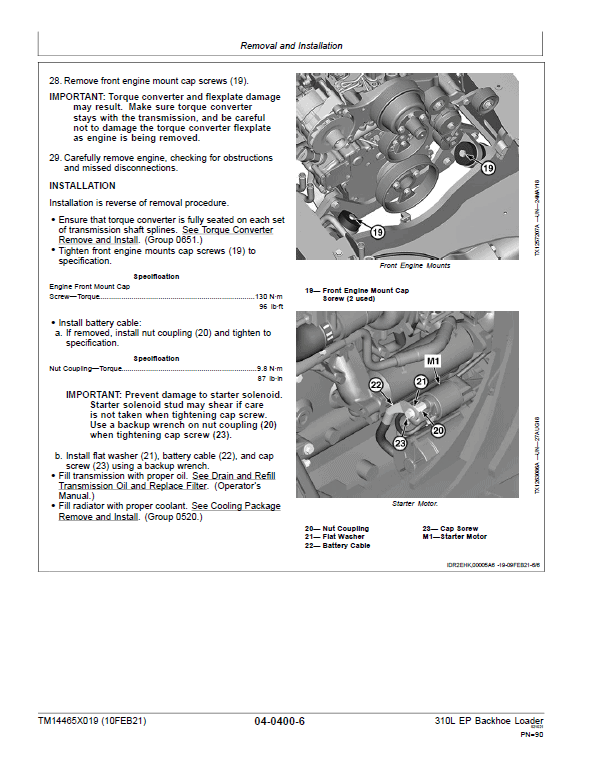John Deere 310L EP Backhoe Loader Repair Technical Manual (S.N after G390996 -) Workshop Guide