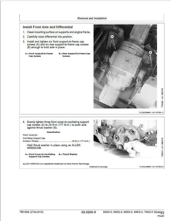 John Deere 540G-II, 548G-II, 640G-II, 648G-II, 748G-II Skidder Repair Manual (S.N 565685 – 576252) Workshop Guide