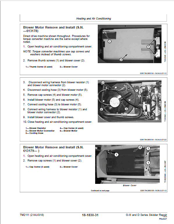 John Deere 540G-III, 548G-III, 360D Skidder Repair Manual (S.N. 586337 – 630435) Workshop Guide