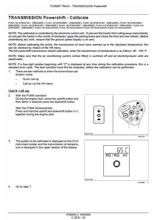 Case Puma 165, 180, 195, 210 Tractor Service Manual Workshop Guide