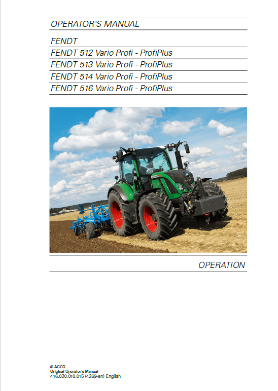 Fendt 512, 513, 514, 516 Vario SCR (3b) Tractors Workshop Repair Manual Workshop Guide