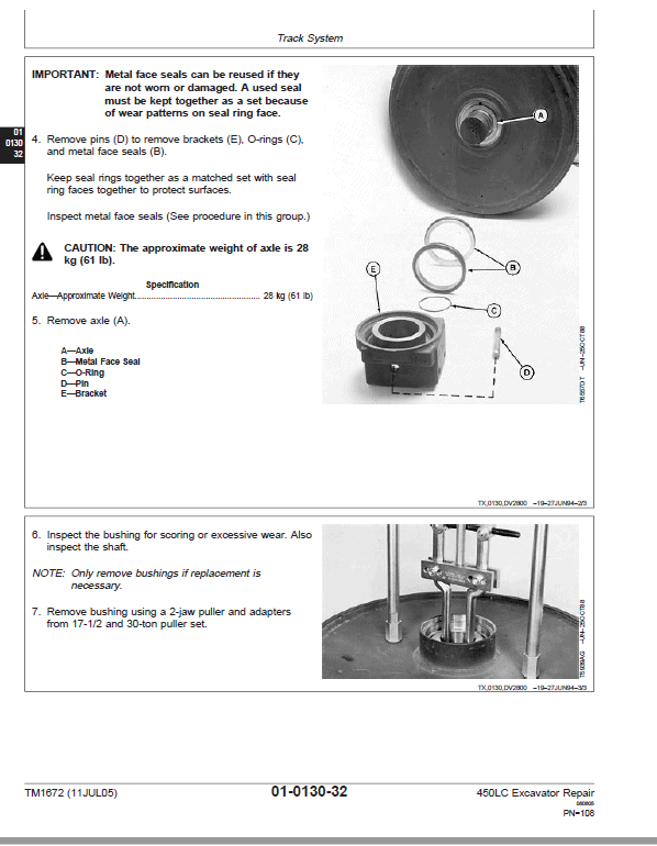 John Deere 450LC Excavator Repair Technical Manual Workshop Guide