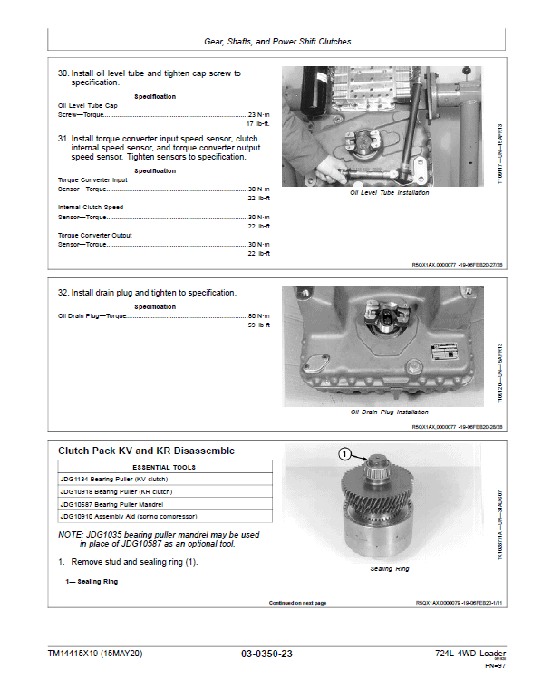 John Deere 724L 4WD Loader Repair Technical Manual (S.N L705208 – ) Workshop Guide