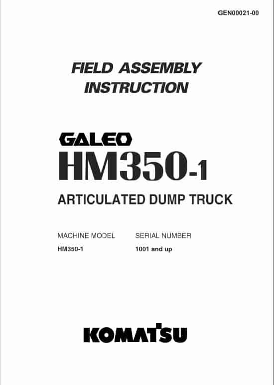 Komatsu HM350-1 Dump Truck Service Manual Workshop Guide