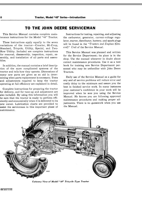 John Deere 40 Series Tractors Repair Technical Manual (SM2013) Workshop Guide