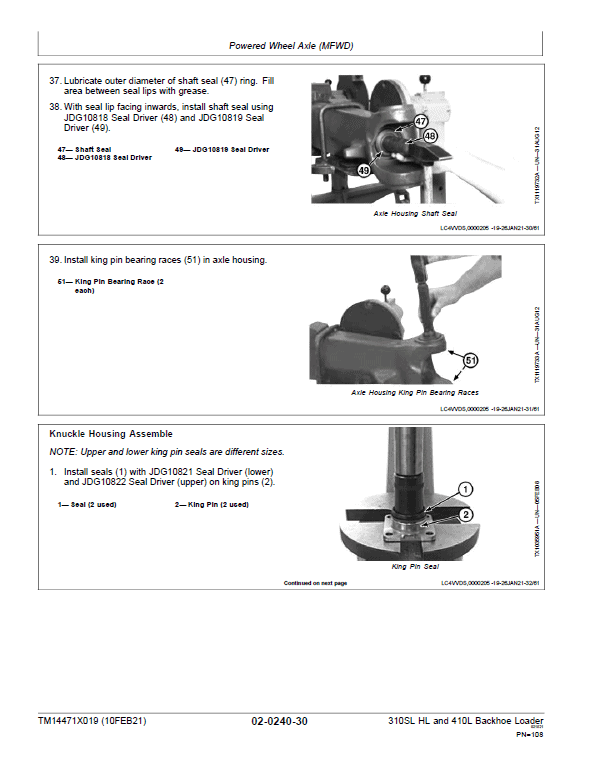 John Deere 310SL HL, 410L Backhoe Loader Repair Technical Manual (S.N after F390996 – ) Workshop Guide