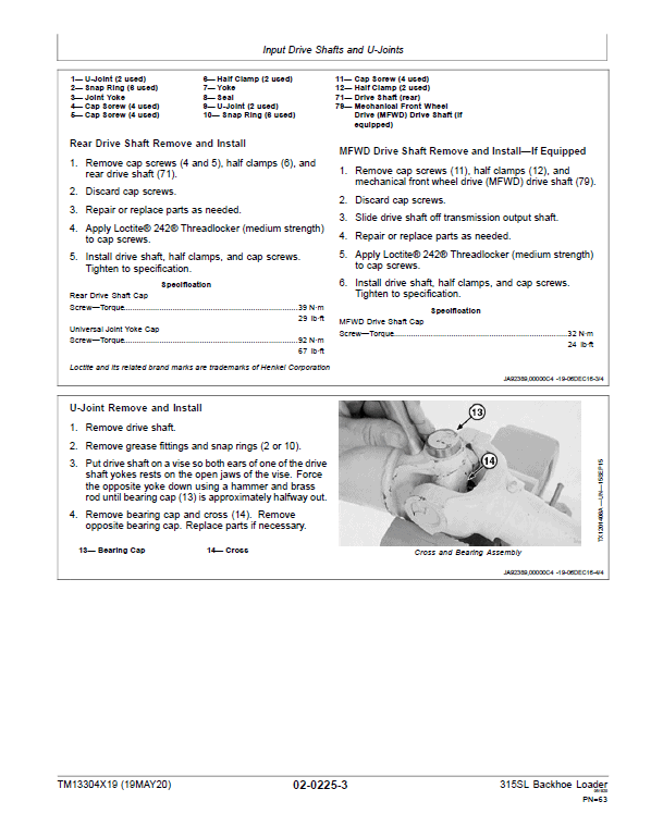 John Deere 315SL Backhoe Loader Repair Technical Manual (S.N F273920 – F390995) Workshop Guide