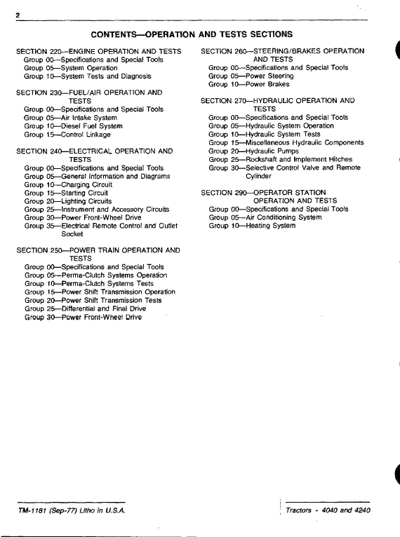 John Deere 4040, 4240 Tractors Repair Technical Manual Workshop Guide