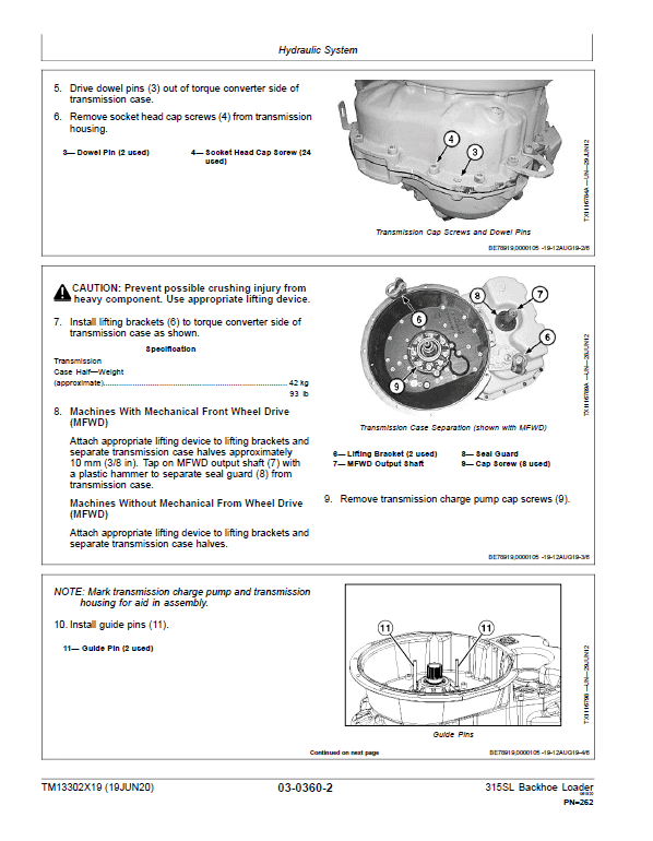 John Deere 315SL Backhoe Repair Technical Manual (S.N after C273920 & D273920 – 390995) Workshop Guide