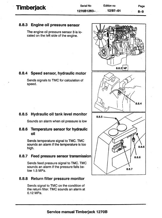 Timberjack 1270B Wheeled Harvester Service Repair Manual (1725 and Up) Workshop Guide