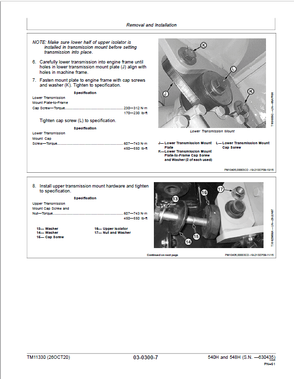 John Deere 540H, 548H Skidder Repair Technical Manual (S.N before  – 630435) Workshop Guide
