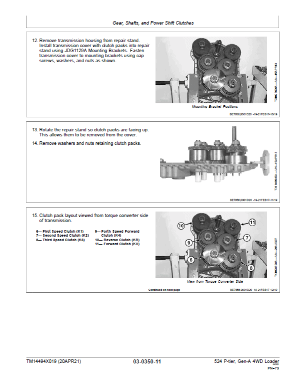 John Deere 524 P-Tier, Gen-A 4WD Loader Repair Technical Manual (S.N L_10283 – ) Workshop Guide