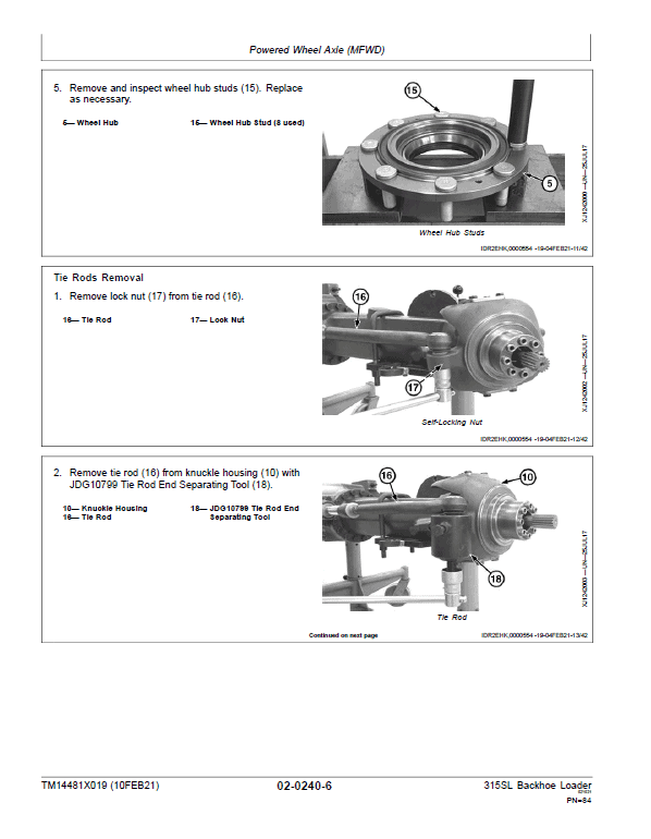John Deere 315SL Backhoe Loader Technical Manual (S.N C390996 & D390996 – ) Workshop Guide