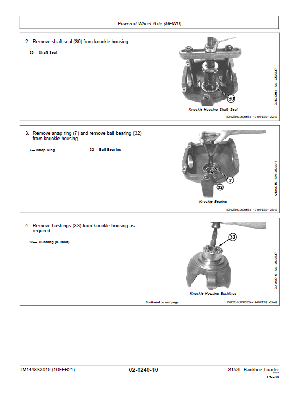 John Deere 315SL Backhoe Loader Technical Manual (S.N F390996 – ) Workshop Guide