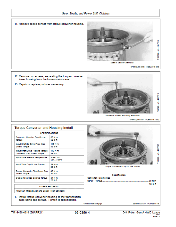 John Deere 544 P-Tier, Gen-A 4WD Loader Repair Technical Manual (S.N L_10283 – ) Workshop Guide