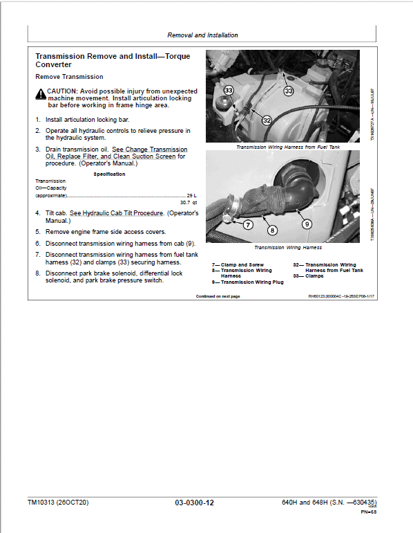 John Deere 640H, 648H Skidder Repair Technical Manual (S.N before – 630435) Workshop Guide