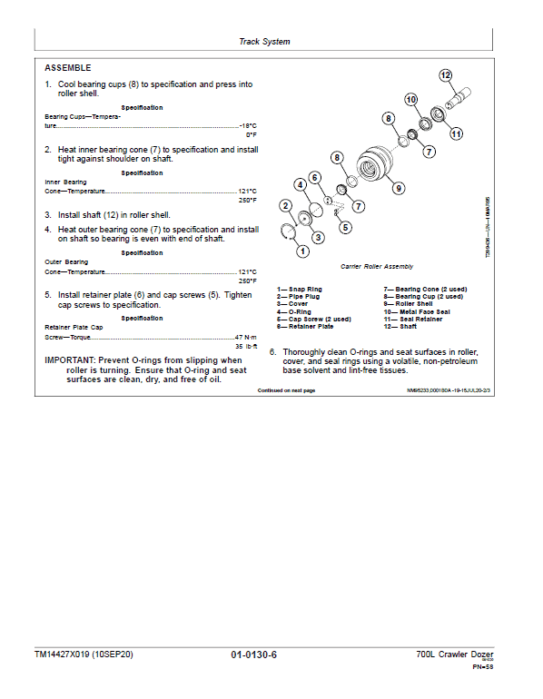 John Deere 700L Crawler Dozer Repair Technical Manual (S.N after F383562 – ) Workshop Guide