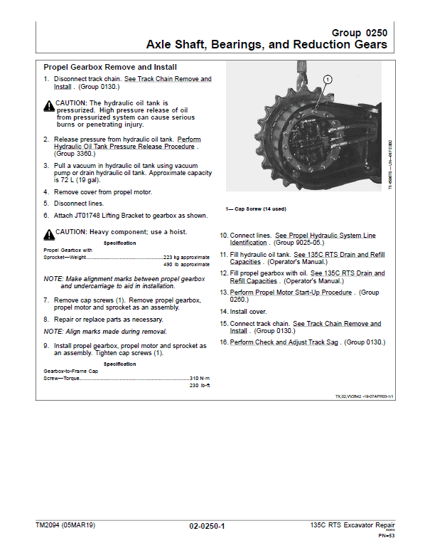 John Deere 135C RTS Excavator Repair Technical Manual Workshop Guide