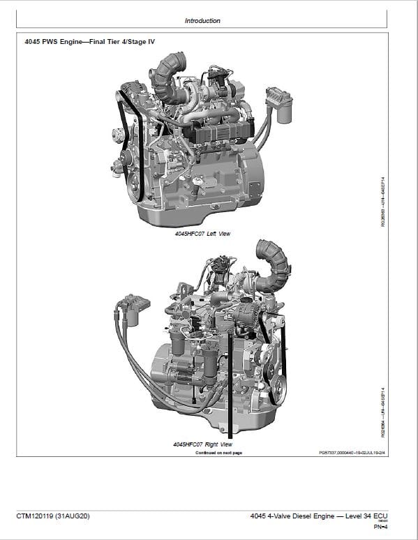 John Deere 4045 4-Valve Diesel Engine Level 34 ECU Service Repair Manual (CTM120119) Workshop Guide
