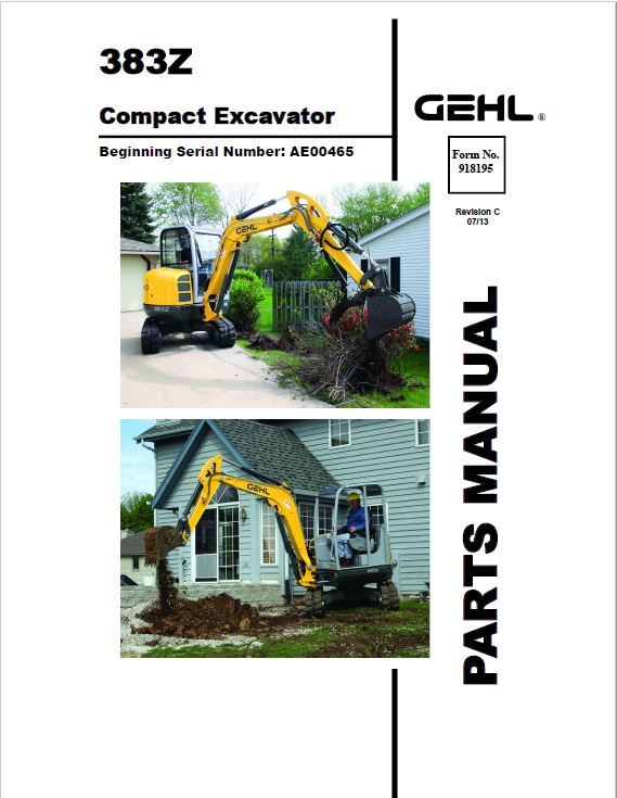 Gehl GE 383Z Excavator Repair Service Manual