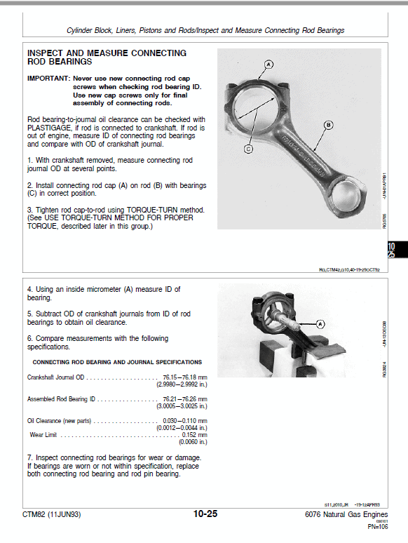 John Deere 6076 Natural Gas Engines (S.N after 500000 – ) Technical Manual (CTM82) Workshop Guide