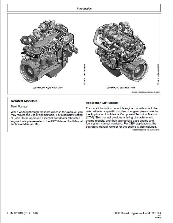 John Deere 6068 Diesel Engine Level 33 ECU Service Repair Manual (CTM120019) Workshop Guide