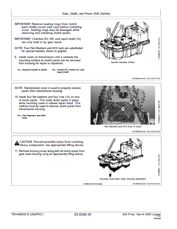 John Deere 624 P-Tier, Gen-A 4WD Loader Repair Technical Manual (S.N L_10283 – ) Workshop Guide