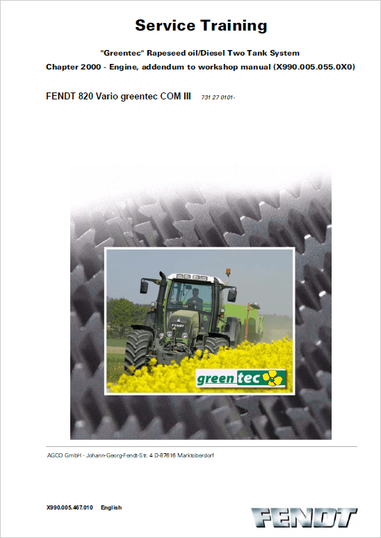 Fendt 818, 820 Vario COM III Tractors Workshop Repair Manual Workshop Guide