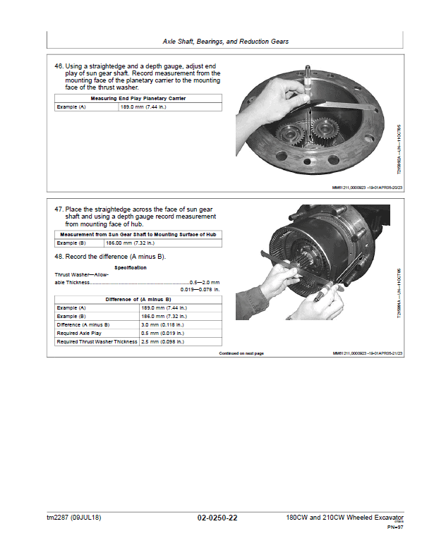 John Deere 180CW, 210CW Wheeled Excavator Repair Technical Manual Workshop Guide