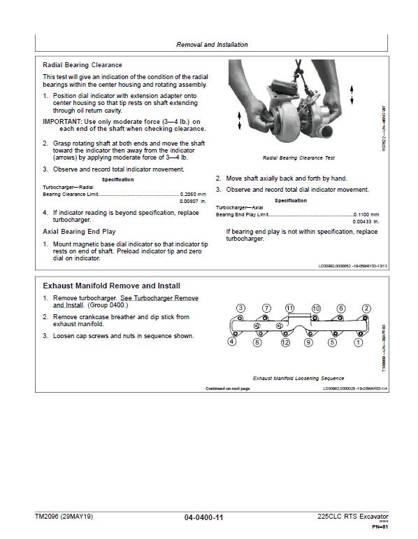 John Deere 225CLC RTS Excavator Repair Technical Manual Workshop Guide