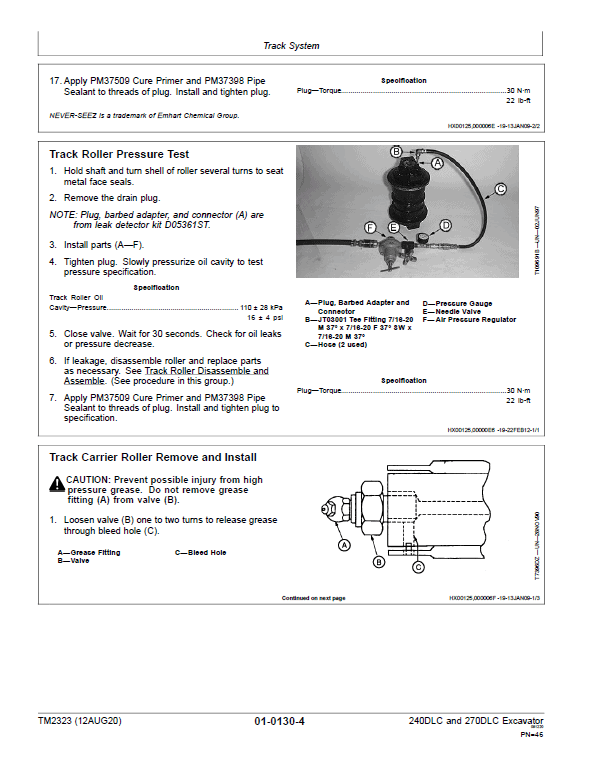 John Deere 240DLC, 270DLC Excavator Repair Technical Manual Workshop Guide