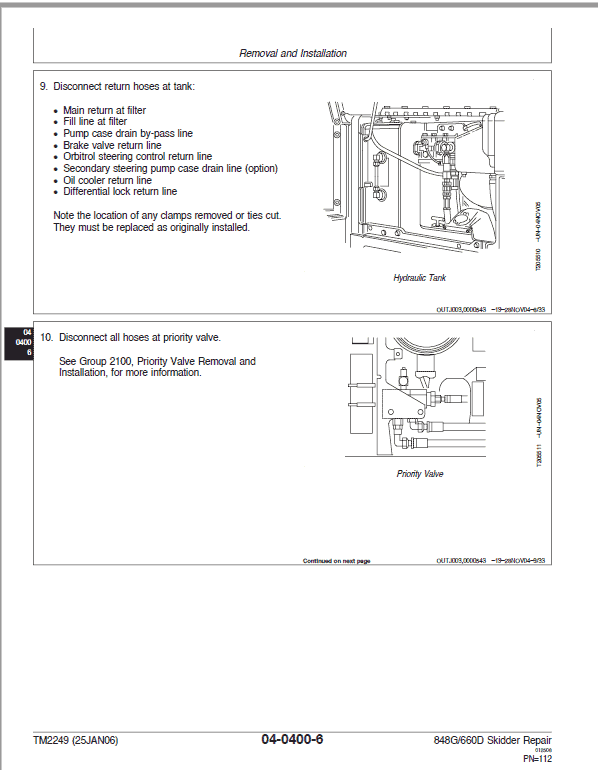 John Deere 848G, 660D Skidder Repair Technical Manual Workshop Guide