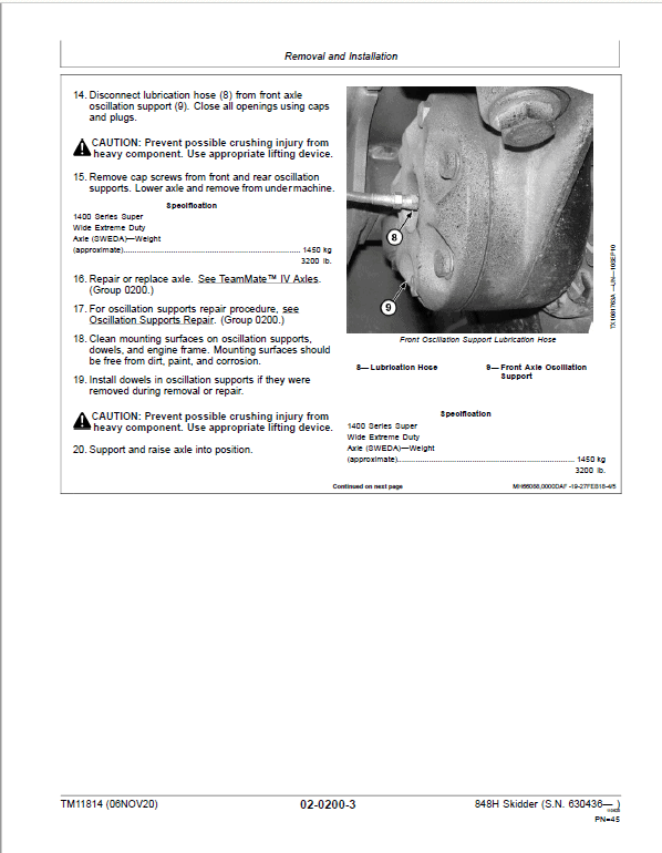 John Deere 848H Skidder Repair Technical Manual (S.N after 630436 – ) Workshop Guide