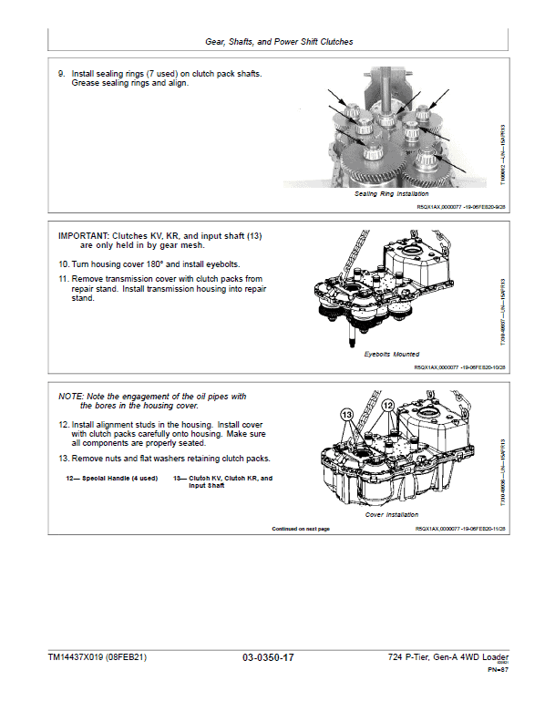 John Deere 724 P-Tier, Gen-A 4WD Loader Repair Technical Manual (S.N D_10283 – ) Workshop Guide