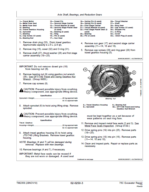 John Deere 75C Excavator Repair Technical Manual Workshop Guide