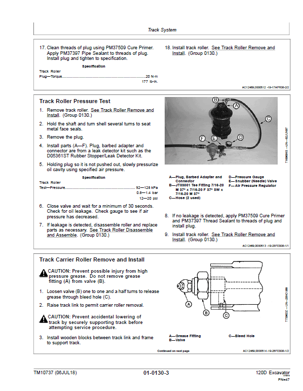 John Deere 120D Excavator Repair Technical Manual Workshop Guide