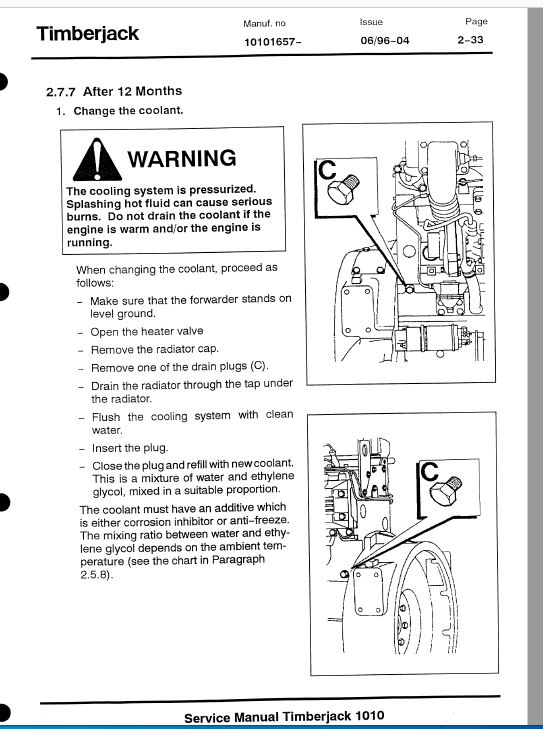 Timberjack 1010 Forwarder Service Repair Manual (10101657 and Up) Workshop Guide