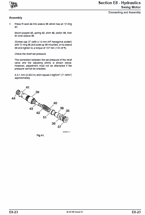 JCB JS300, JS330, JS360, JS370 Excavator Tier 2 Diesel Engine Service Manual Workshop Guide