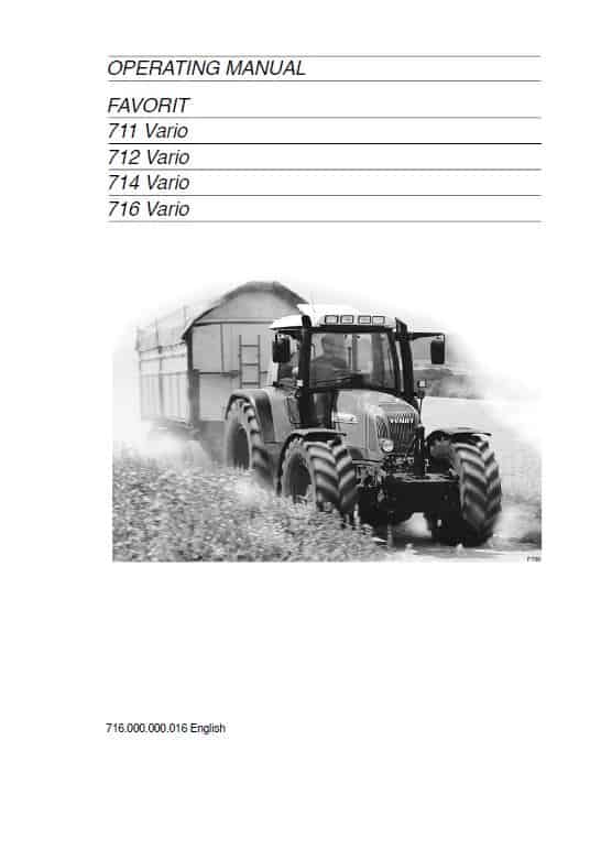 Fendt 711, 712, 714, 716 Favorit COM I Tractors Workshop Repair Manual Workshop Guide