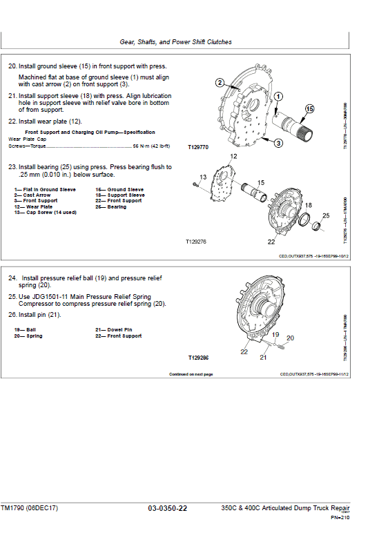 John Deere 350C, 400C Articulated Dump Truck Repair Technical Manual Workshop Guide