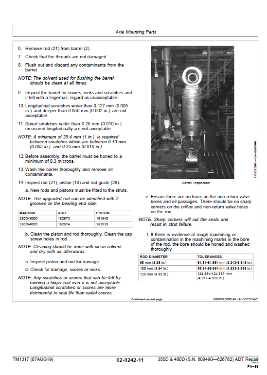 John Deere 350D, 400D Articulated Dump Truck Repair Manual (S.N 608490 – 626762) Workshop Guide