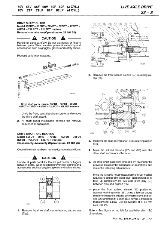 Fiat 50V, 55V, 55F, 60V, 60F, 62F Tractor Service Manual Workshop Guide
