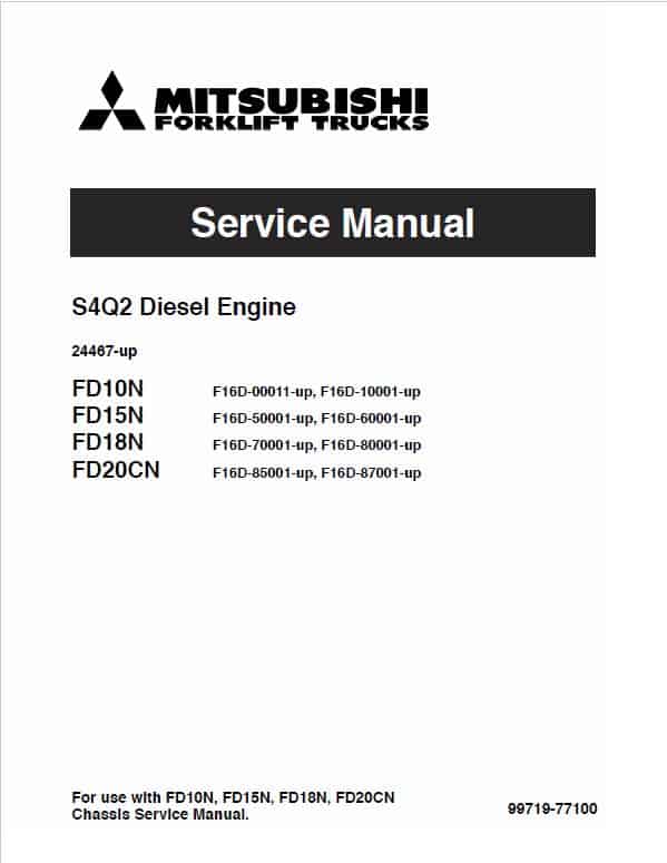 Mitsubishi FG15N, FG18N, FG20N, FG20CN Forklift Service Manual