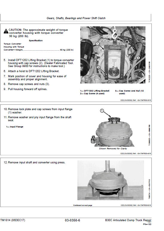 John Deere B30C Articulated Dump Truck Repair Technical Manual Workshop Guide