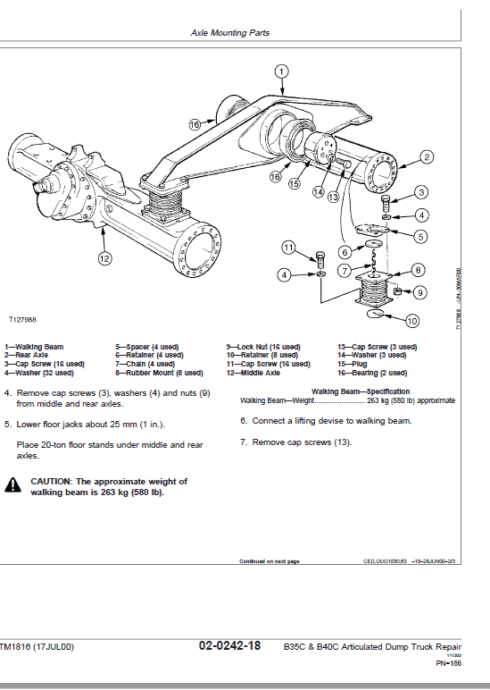 John Deere B35C, B40C Articulated Dump Truck Repair Technical Manual Workshop Guide